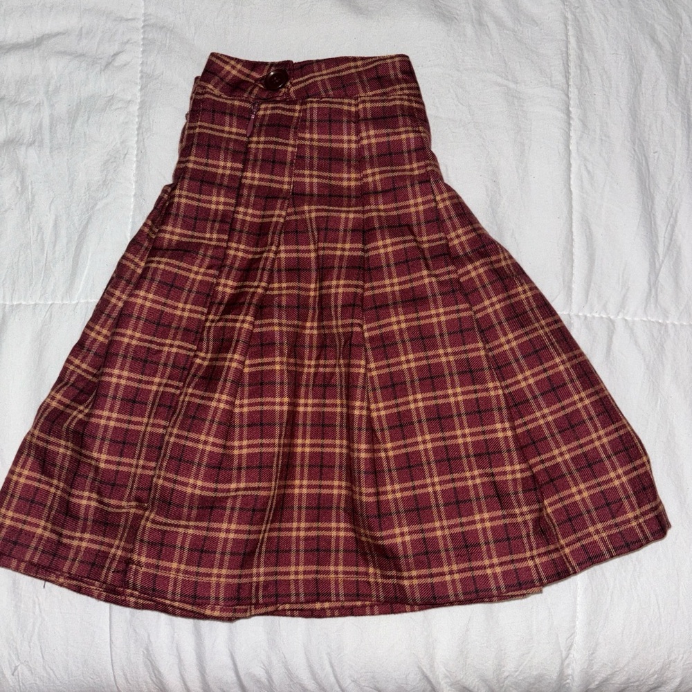 Forever 21 Red and Yellow Plaid Pleated Skirt - No Shorts Underneath